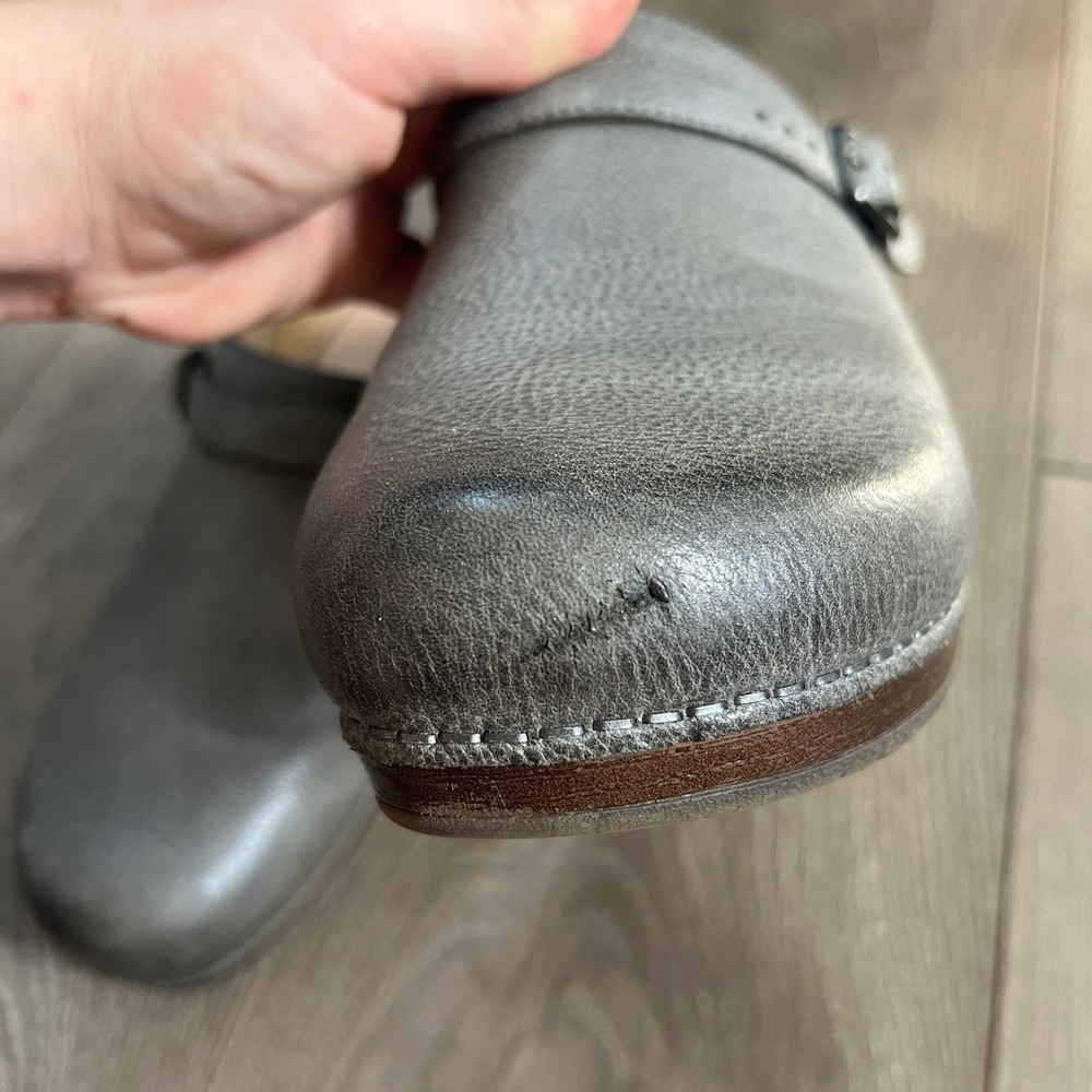 Dansko Berry Clog Gray Silver Slip On Mule Leather Womens EUR 39 US 8.5-9 - Picture 3 of 10